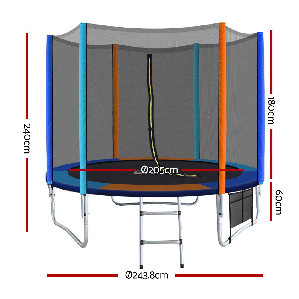 Everfit 8FT Trampoline for Kids w/ Ladder Enclosure Safety Net Pad Gift Round-Sports & Fitness > Trampolines > Trampolines & Accessories-PEROZ Accessories