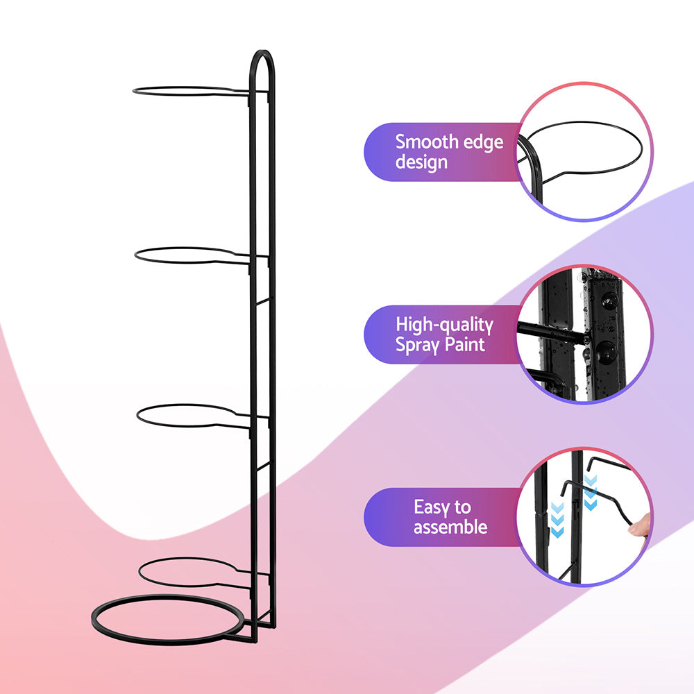 Everfit Ball Storage Rack Sports Equipment Organizer 4-Tier Holder for Garage Gym Black-Tools > Tools Storage > Wall Storage Racks-PEROZ Accessories