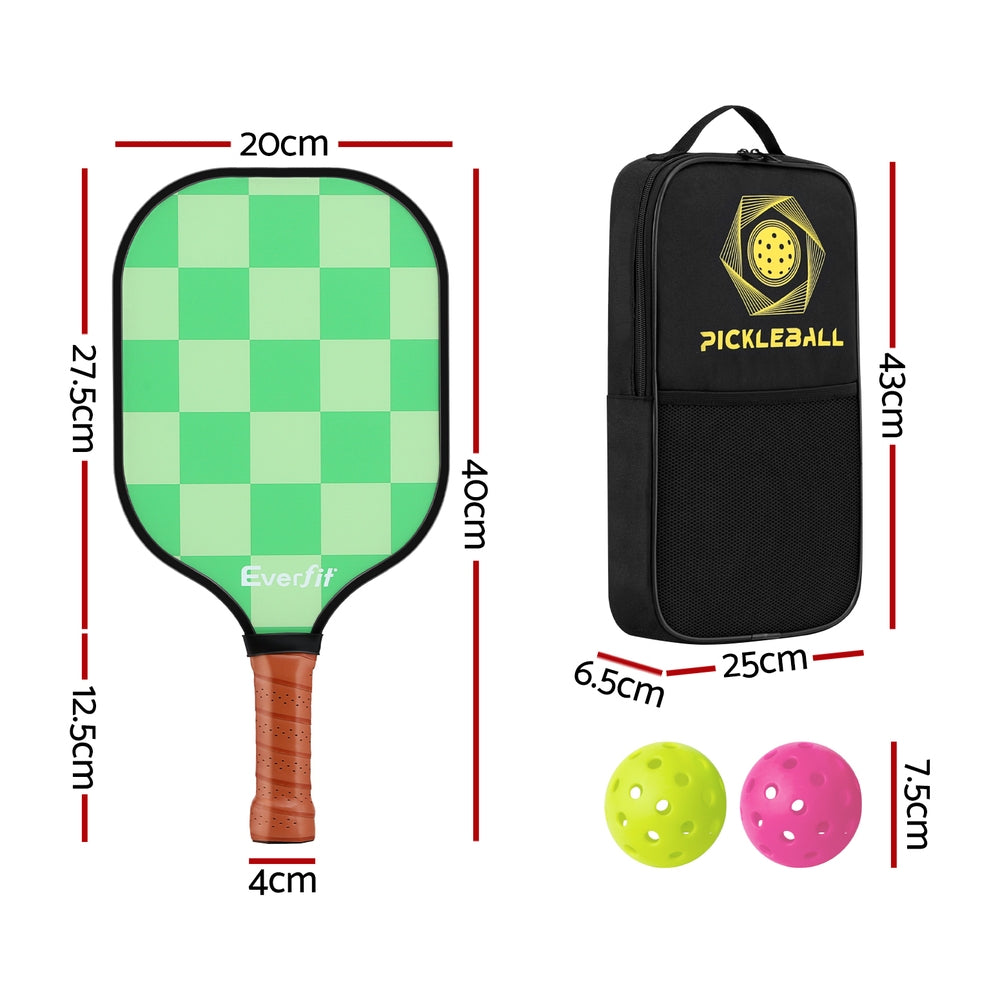 Everfit Pickleball Paddle Set Fiberglass with Balls Bag Tournament Kit 2PCS Pickle Balls Rackets-Baby & Kids > Baby & Kid&