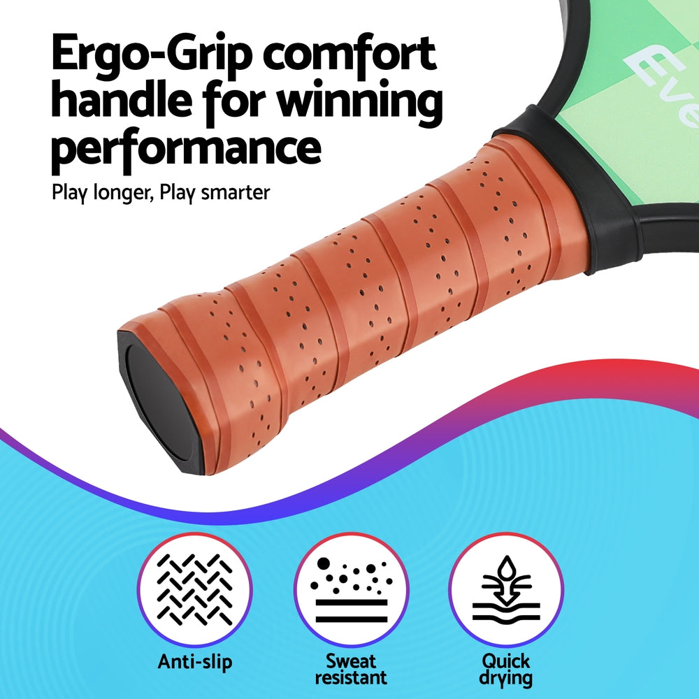 Everfit Pickleball Paddle Set Fiberglass with Balls Bag Tournament Kit 2PCS Pickle Balls Rackets-Baby & Kids > Baby & Kid&