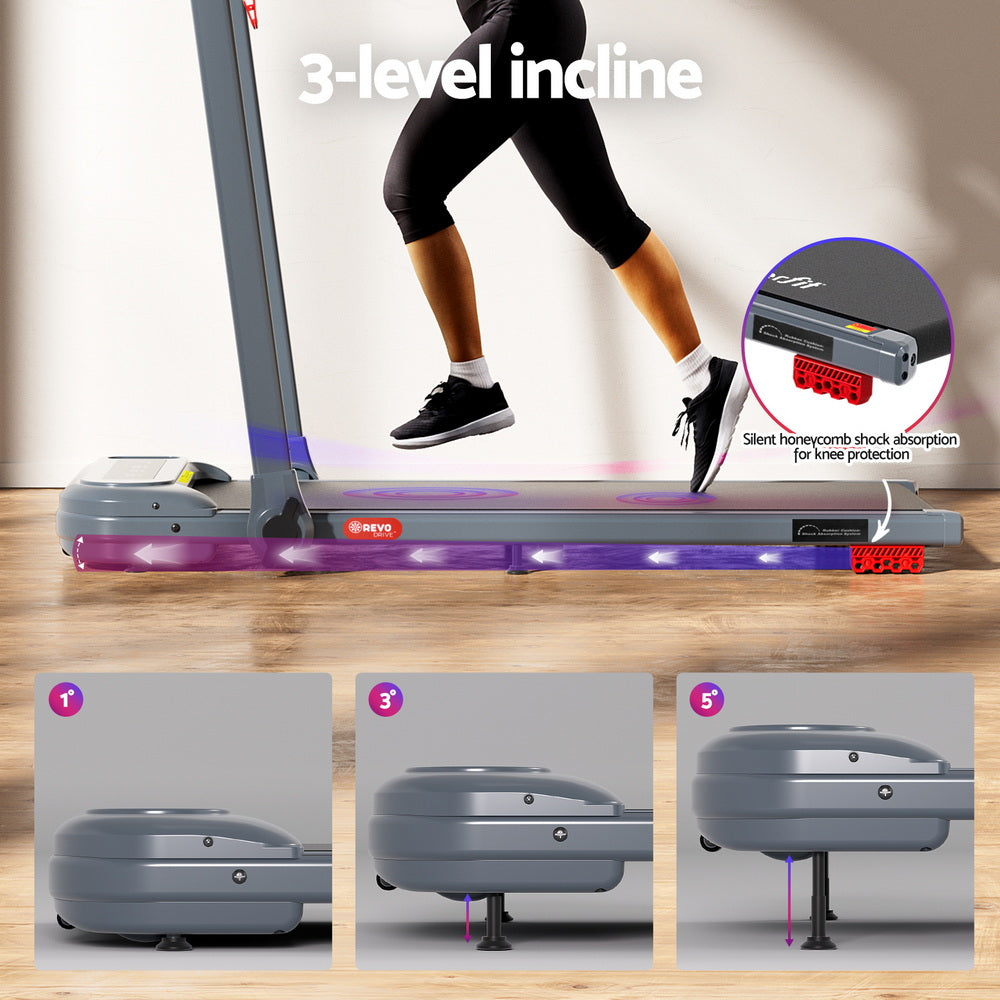 Everfit Treadmill Electric Walking Pad with Incline Foldable for Home Gym Grey-Sports & Fitness > Exercise, Gym & Fitness > Treadmills-PEROZ Accessories
