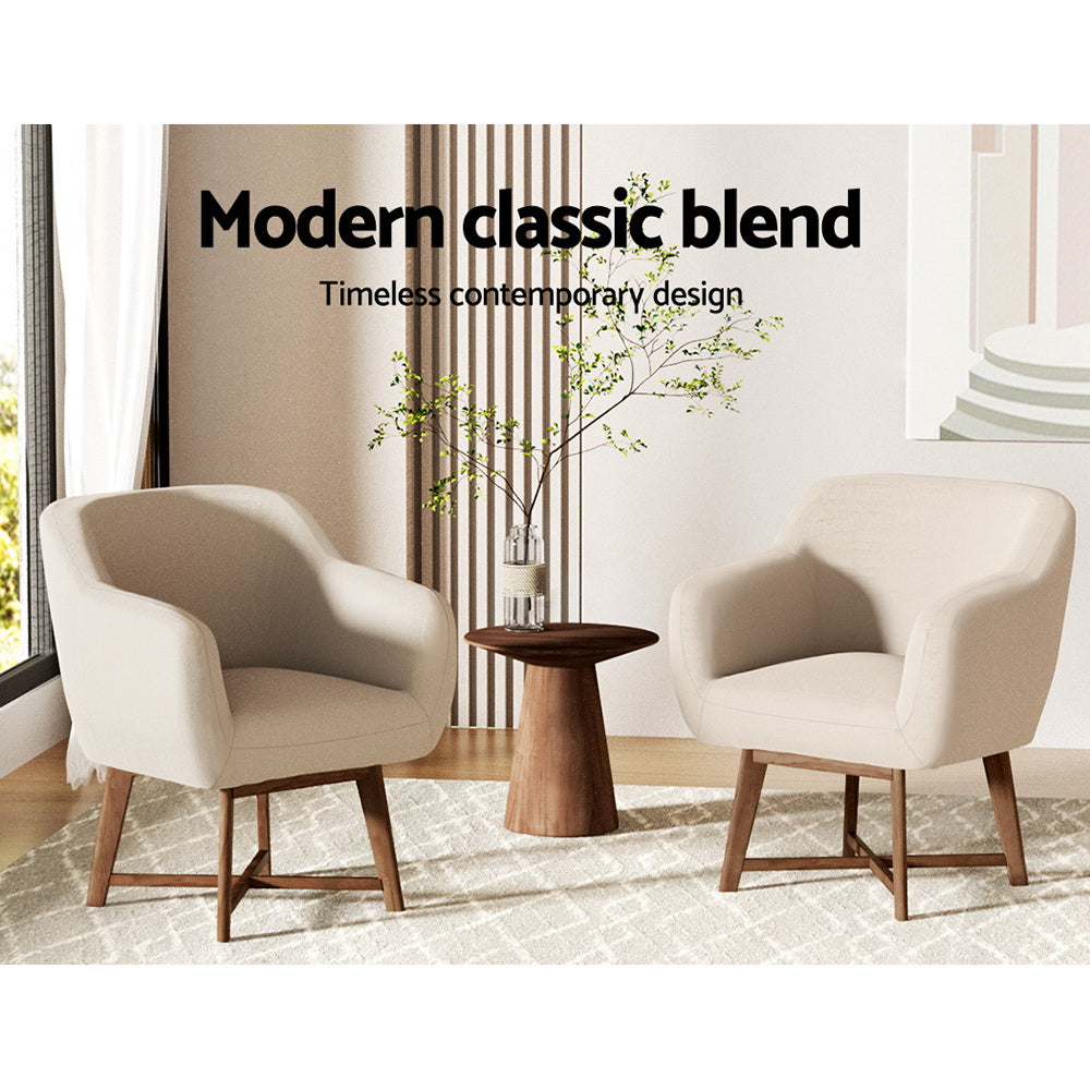 Artiss Armchair Tub Chair Beige Aston-Furniture > Living Room-PEROZ Accessories