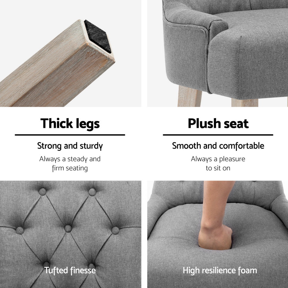 Artiss Dining Chairs Set of 4 Linen French Provincial Grey-Furniture > Dining > Kitchen & Dining Chairs-PEROZ Accessories