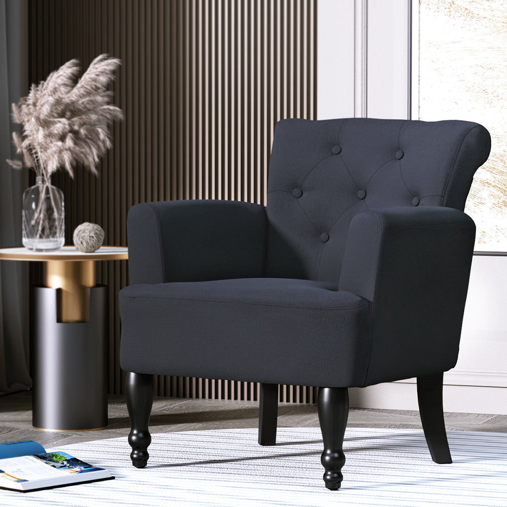 Artiss Armchair Wingback Charcoal Lothair-Furniture > Bar Stools & Chairs-PEROZ Accessories