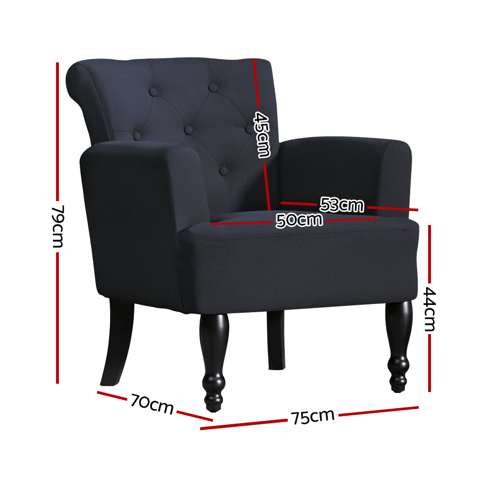 Artiss Armchair Wingback Charcoal Lothair-Furniture > Bar Stools & Chairs-PEROZ Accessories