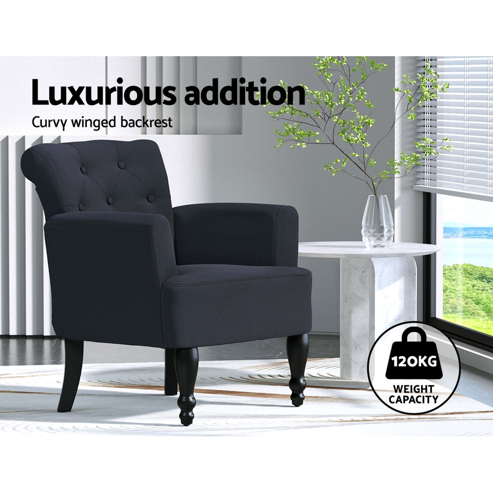 Artiss Armchair Wingback Charcoal Lothair-Furniture > Bar Stools & Chairs-PEROZ Accessories