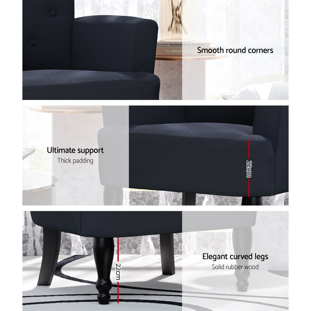 Artiss Armchair Wingback Charcoal Lothair-Furniture > Bar Stools & Chairs-PEROZ Accessories