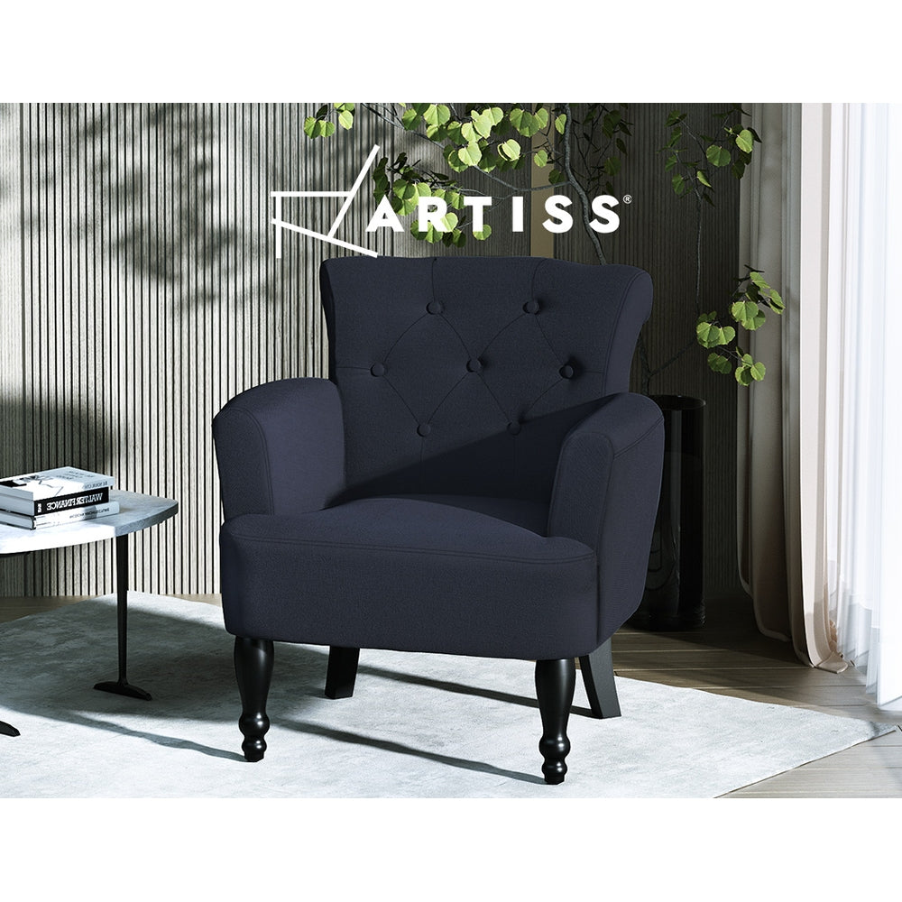Artiss Armchair Wingback Charcoal Lothair-Furniture > Bar Stools & Chairs-PEROZ Accessories