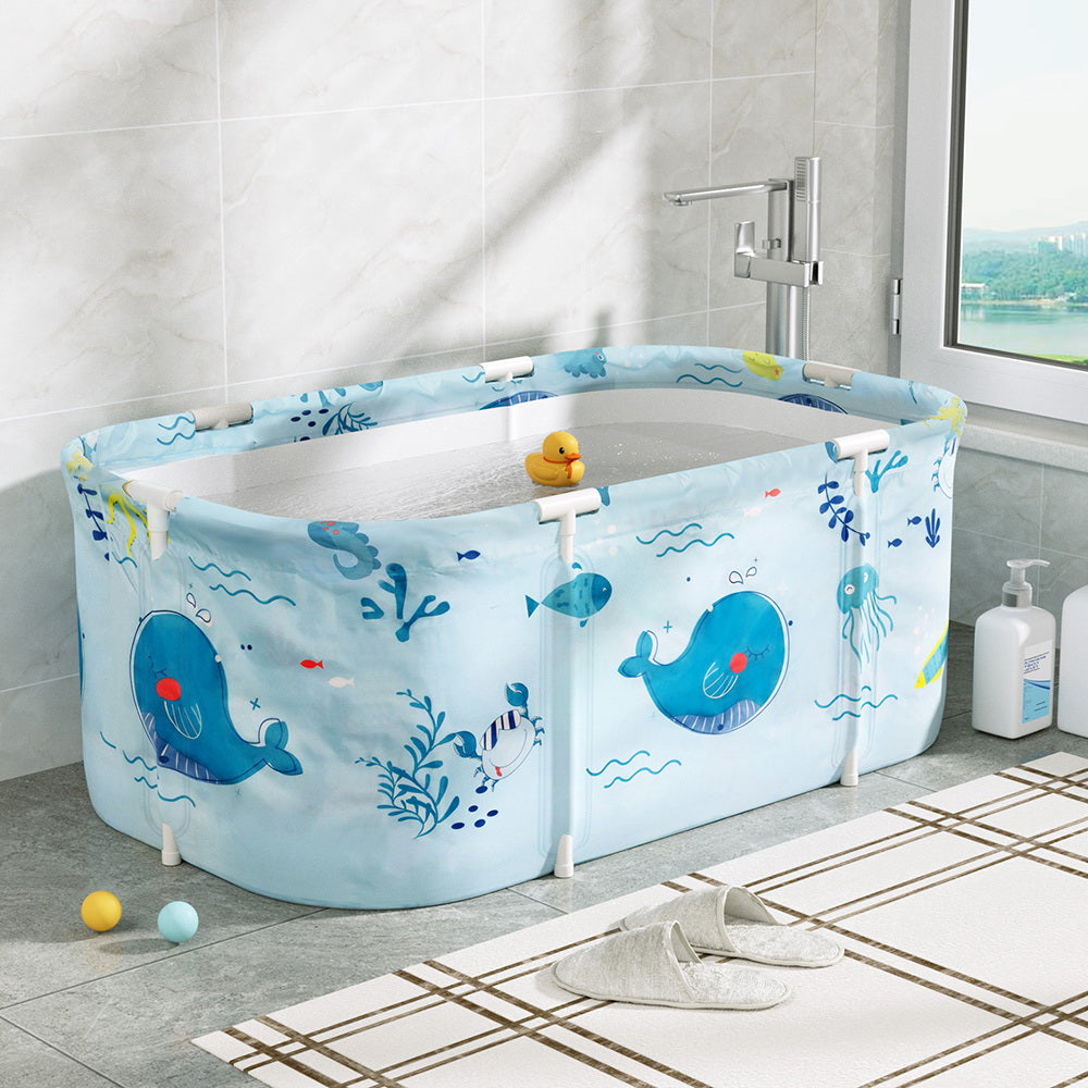 Weisshorn Foldable Bathtub PVC Spa Bucket Inflatable Cushion 113x61cm Blue-Outdoor Recreation > Camping > Portable Toilets & Showers-PEROZ Accessories