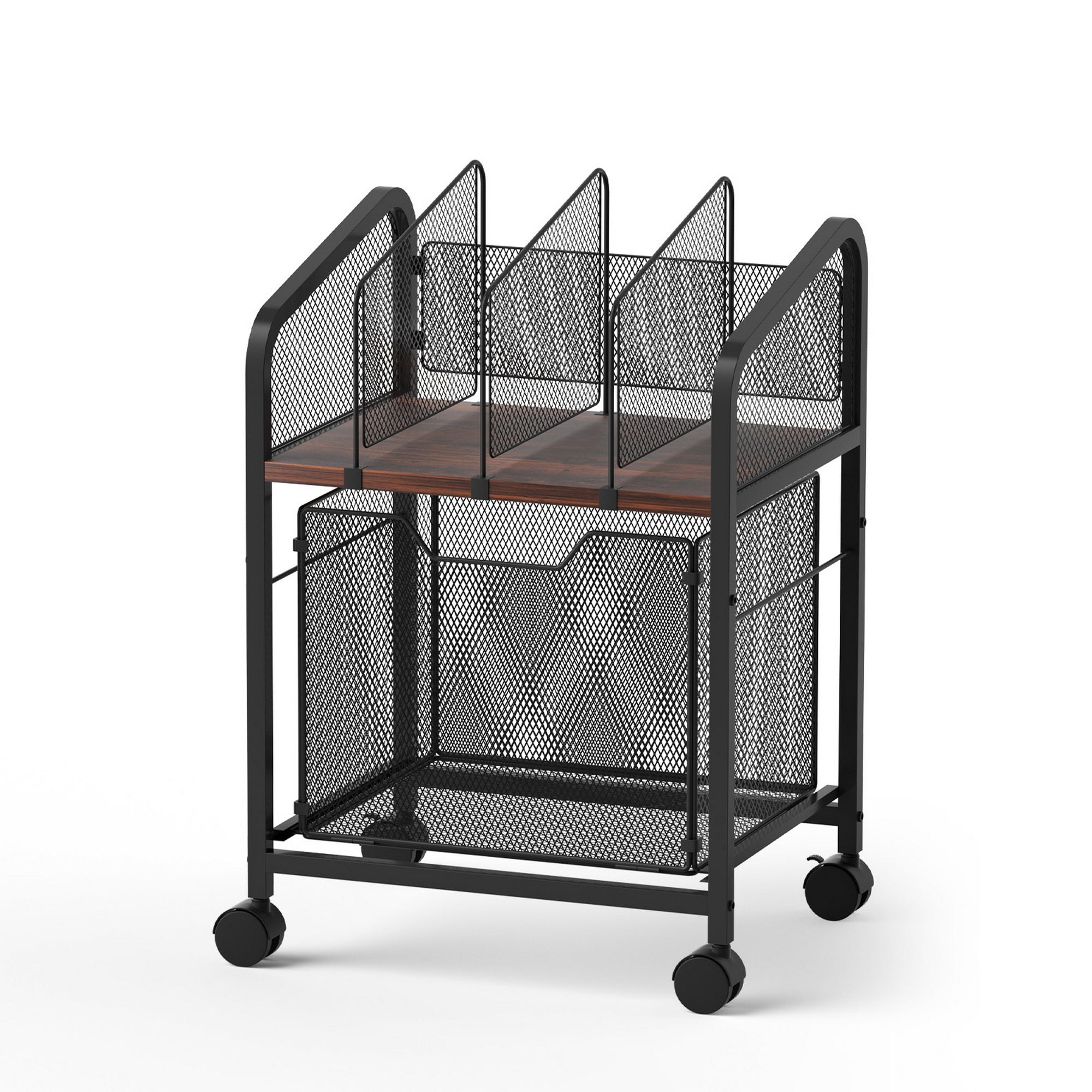 Artiss Mobile File Cabinet Rolling with Locking Wheels Wood Top Compact Storage Organiser Black-Furniture > Office > Storage Cabinets-PEROZ Accessories