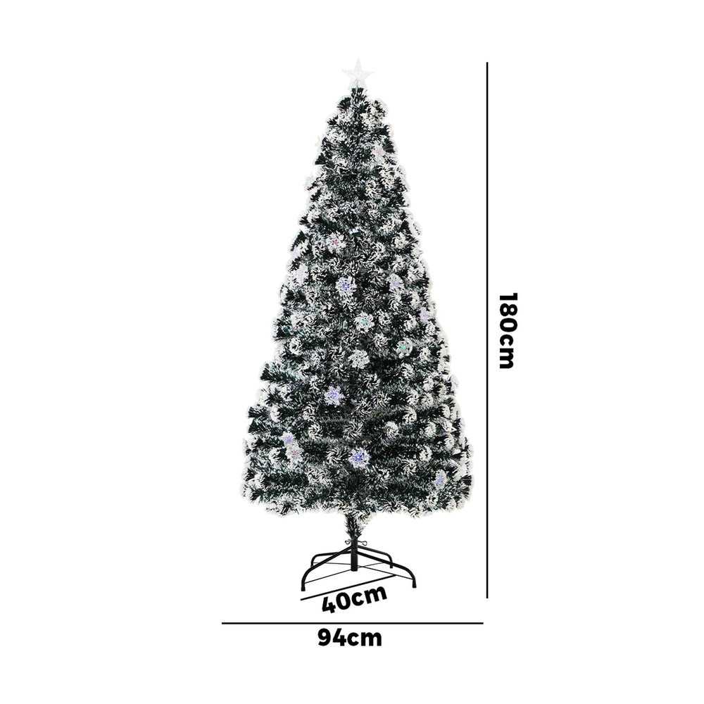 Mazam Christmas Tree 1.8M 6FT Snowflakes Green with LED lights-Christmas Tree-PEROZ Accessories