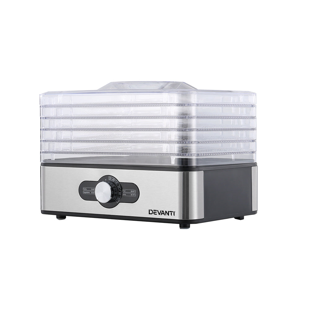 Devanti 5 Trays Food Dehydrator Stainless Steel Tray-Appliances > Appliances Others-PEROZ Accessories