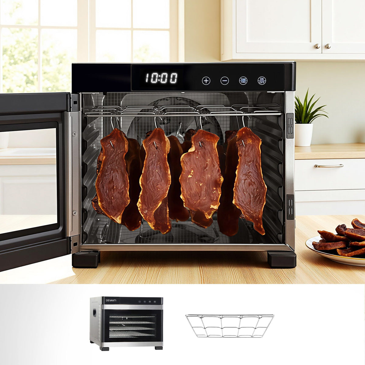Devanti Food Dehydrator 6 Tray Fruit Dryer Jerky Maker With Stainless Steel Rack-Appliances > Kitchen Appliances > Food Dehydrators-PEROZ Accessories