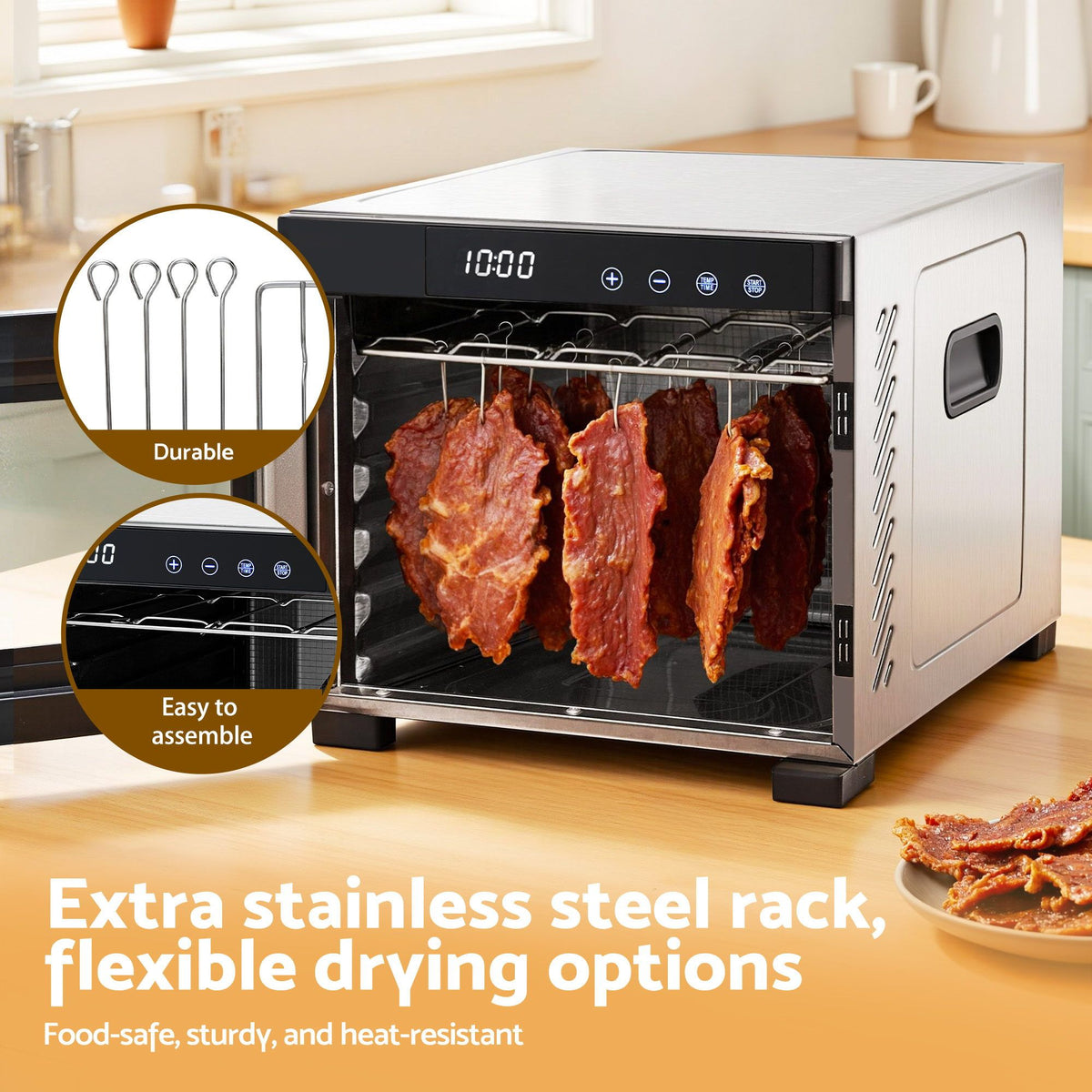 Devanti Food Dehydrator 6 Tray Fruit Dryer Jerky Maker With Stainless Steel Rack-Appliances > Kitchen Appliances > Food Dehydrators-PEROZ Accessories