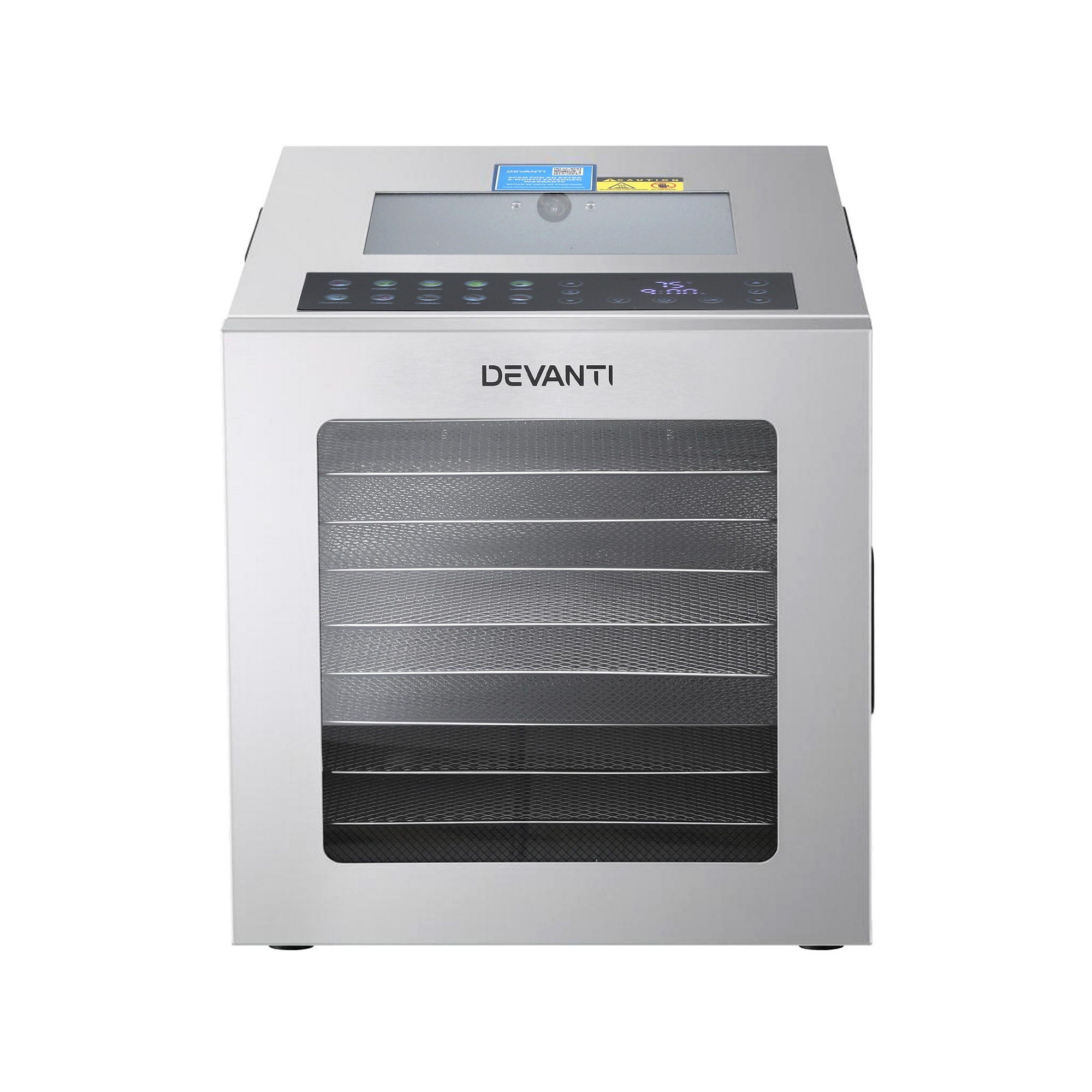 Devanti 10 Trays Food Dehydrator Stainless Steel Visible Glass Door 850W-Appliances > Kitchen Appliances > Food Dehydrators-PEROZ Accessories