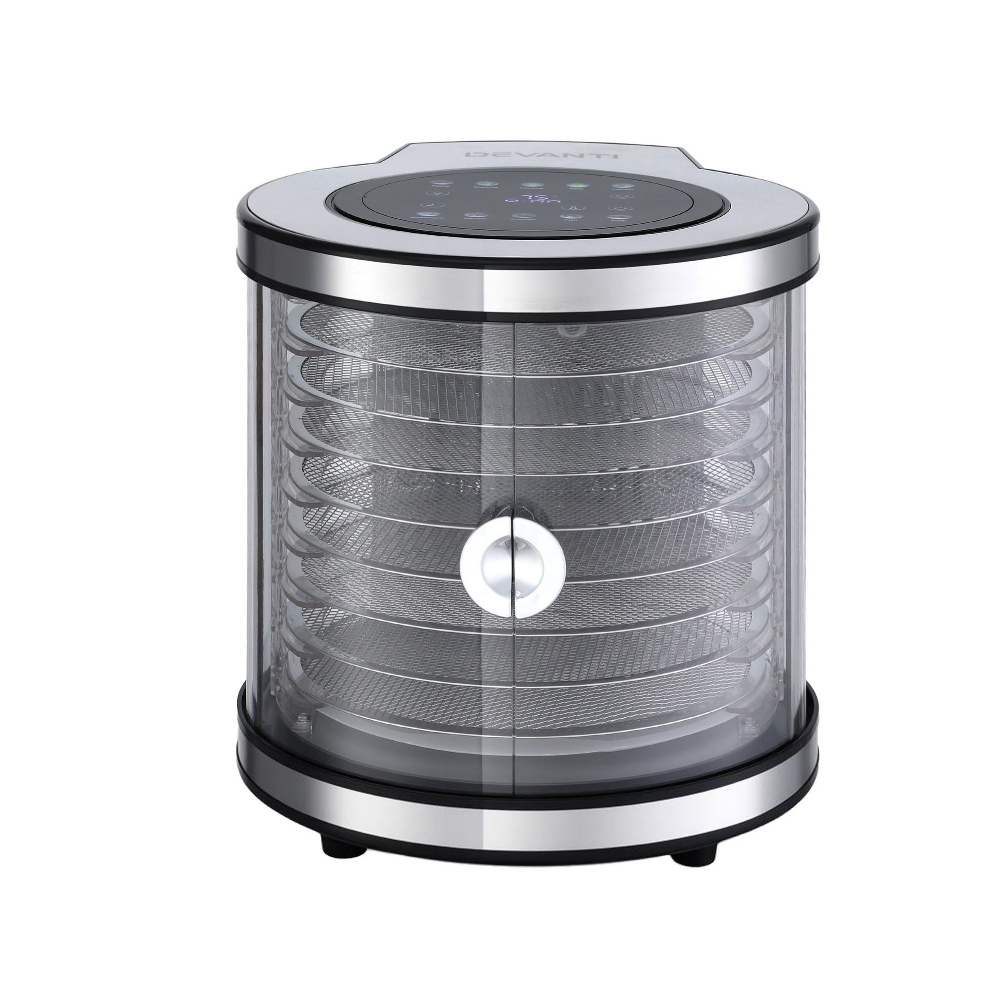 Devanti 8 Trays Food Dehydrator Stainless Steel Auto-Rotate 10 Programs 700W-Appliances > Kitchen Appliances > Food Dehydrators-PEROZ Accessories
