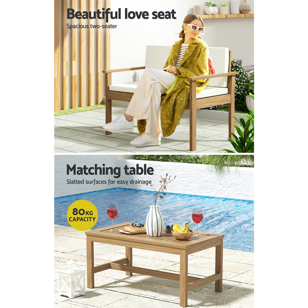 Gardeon 4-Piece Outdoor Sofa Set Wooden Couch Lounge Setting-Outdoor Sofa Sets-PEROZ Accessories
