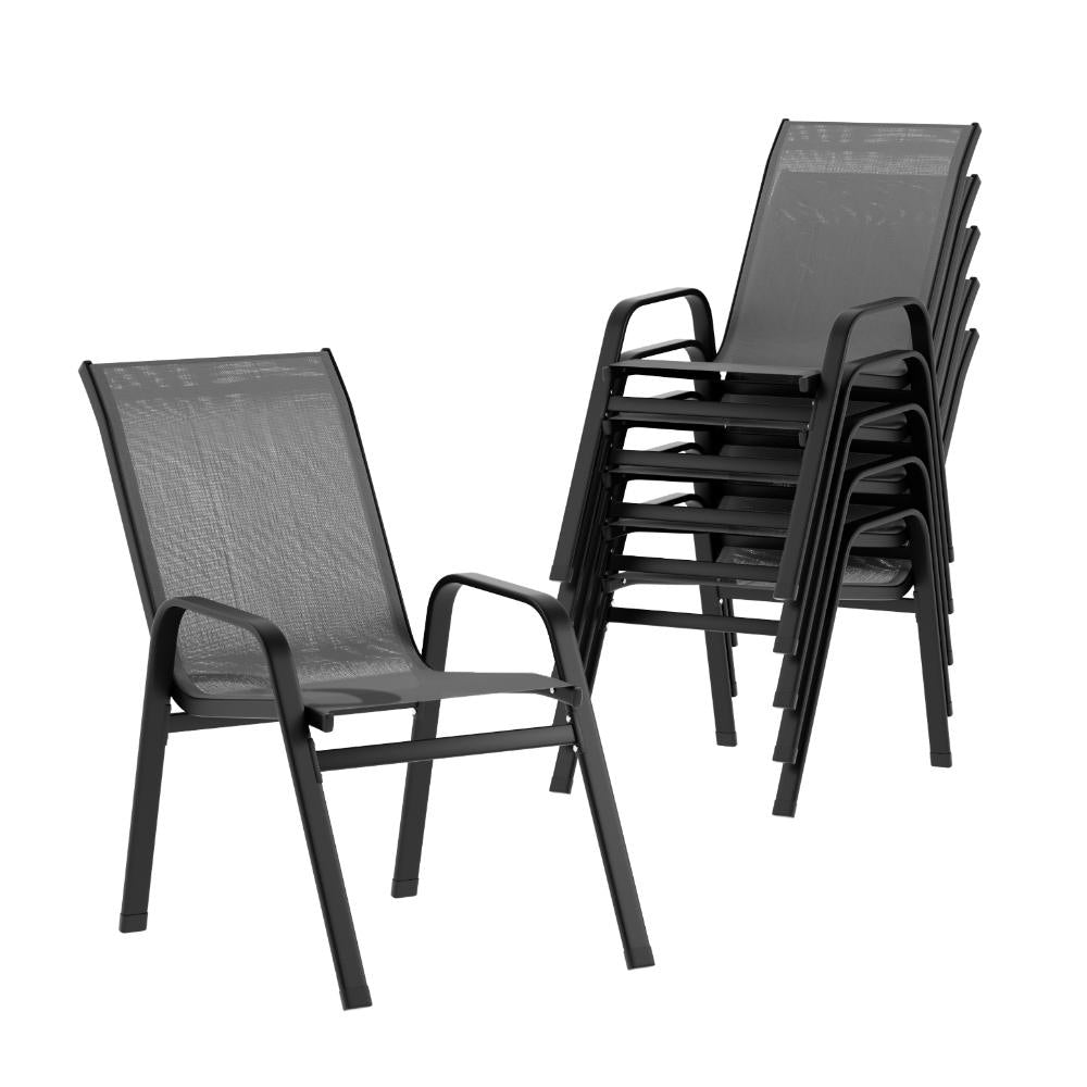 Gardeon 6PC Outdoor Dining Chairs Stackable Lounge Chair Patio Furniture Grey-Furniture > Outdoor > Outdoor Chairs-PEROZ Accessories