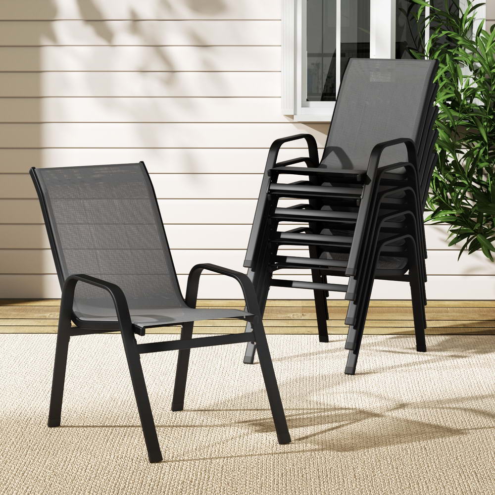 Gardeon 6PC Outdoor Dining Chairs Stackable Lounge Chair Patio Furniture Grey-Furniture > Outdoor > Outdoor Chairs-PEROZ Accessories