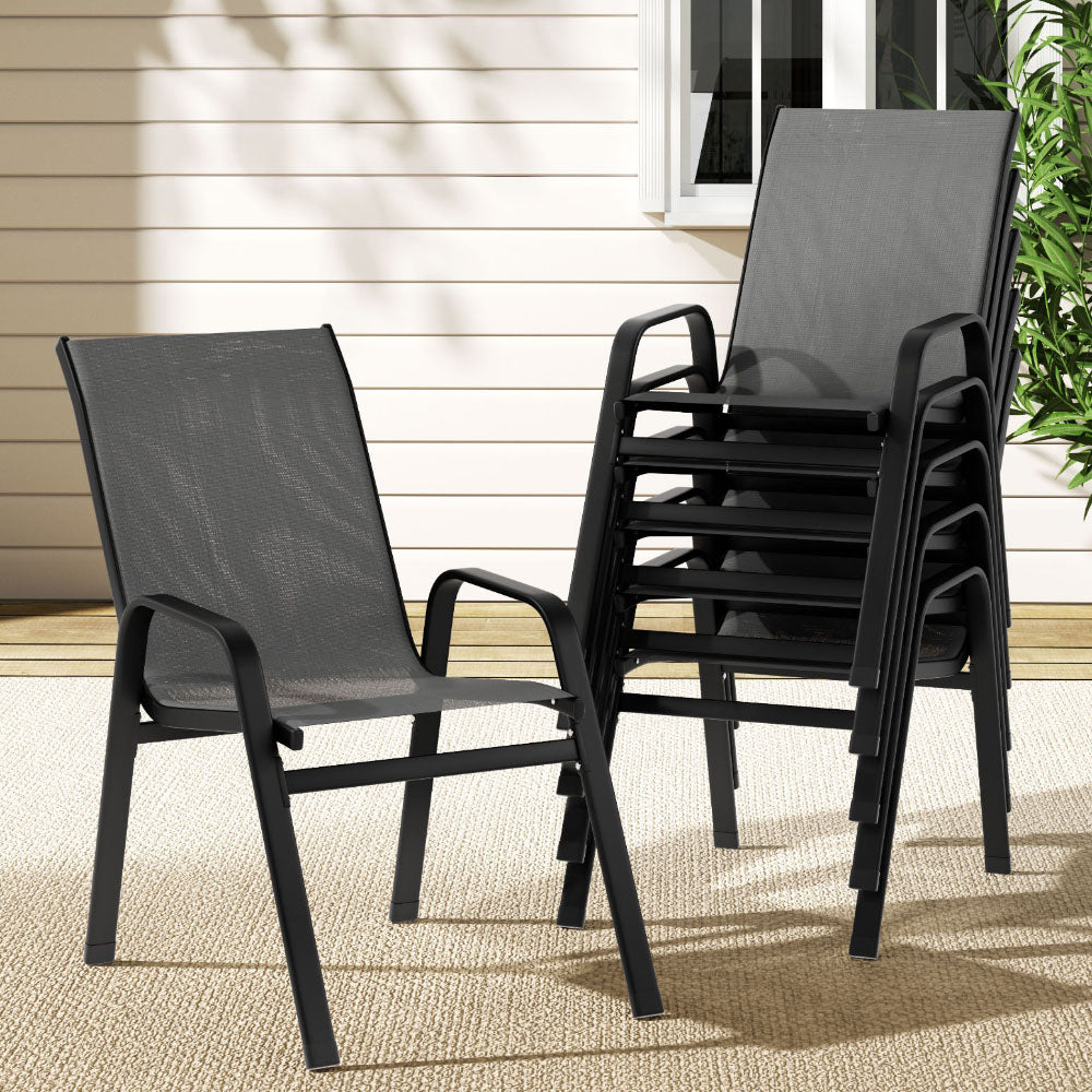 Gardeon 6PC Outdoor Dining Chairs Stackable Lounge Chair Patio Furniture Grey-Furniture > Outdoor > Outdoor Chairs-PEROZ Accessories