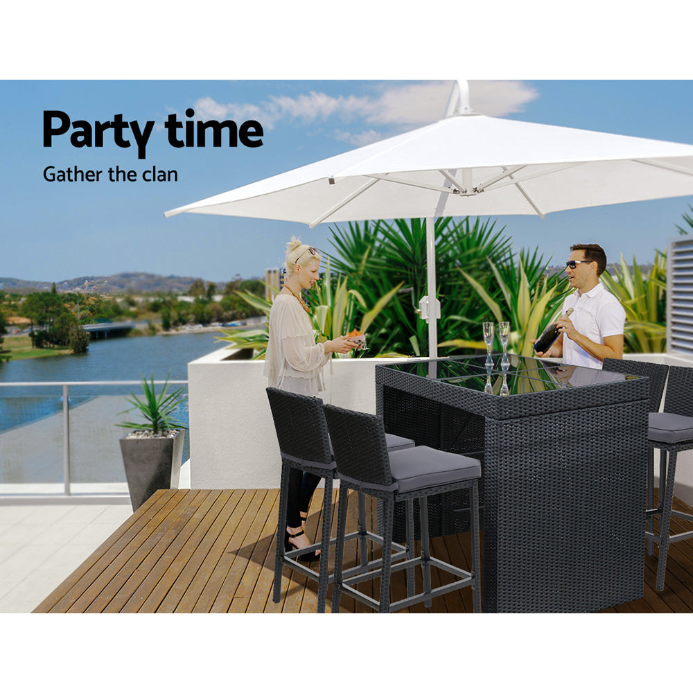 Gardeon 5-Piece Outdoor Bar Set Dining Table Stools Wicker Patio Setting-Outdoor Dining Sets-PEROZ Accessories