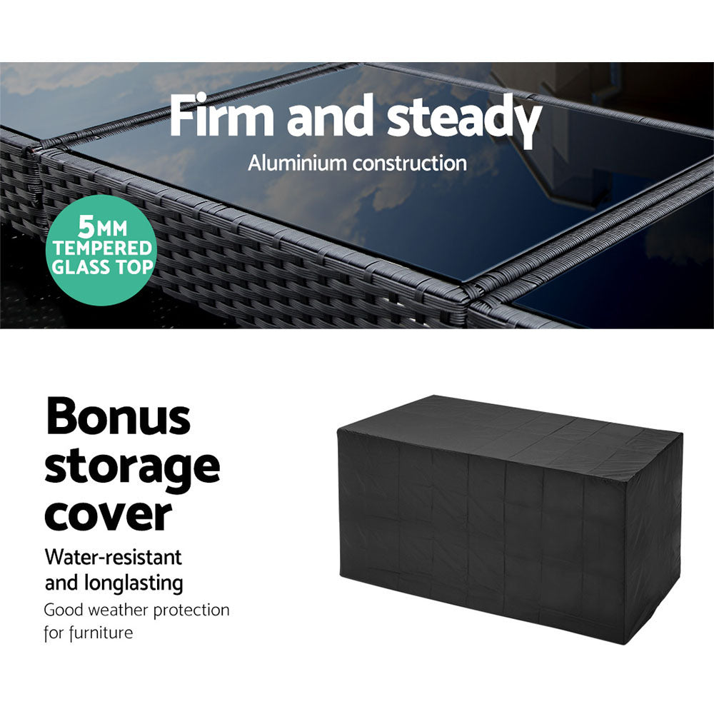 Gardeon 5-Piece Outdoor Bar Set Dining Table Stools Wicker Patio Setting-Outdoor Dining Sets-PEROZ Accessories