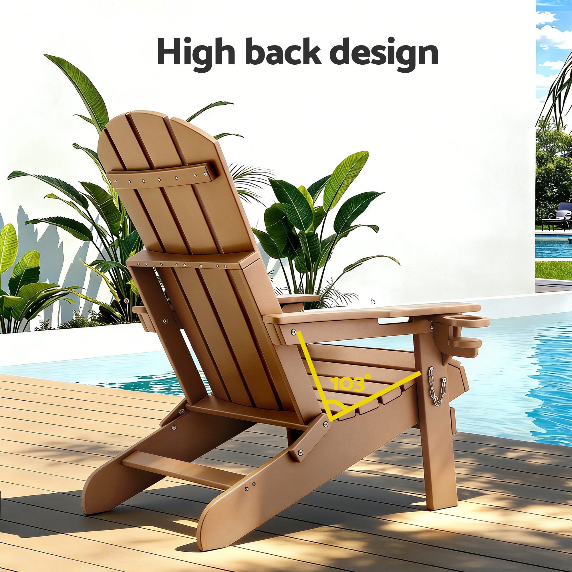 Gardeon Outdoor Table and Chairs HDPE Folding Adirondack Beach Chair Patio Furniture-Furniture > Outdoor > Outdoor Chairs-PEROZ Accessories