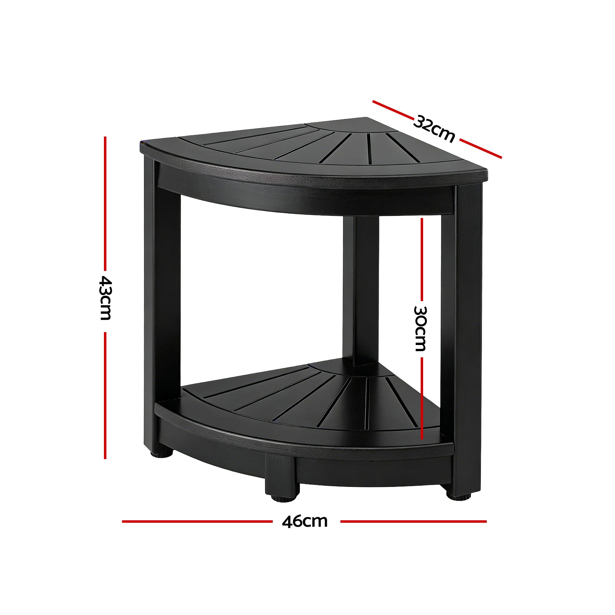 Gardeon Outdoor Coffee Side Table HDPE Desk Corner Shower Stool Bench Seat with Storage Shelf Black-Furniture > Living Room > Side Tables-PEROZ Accessories