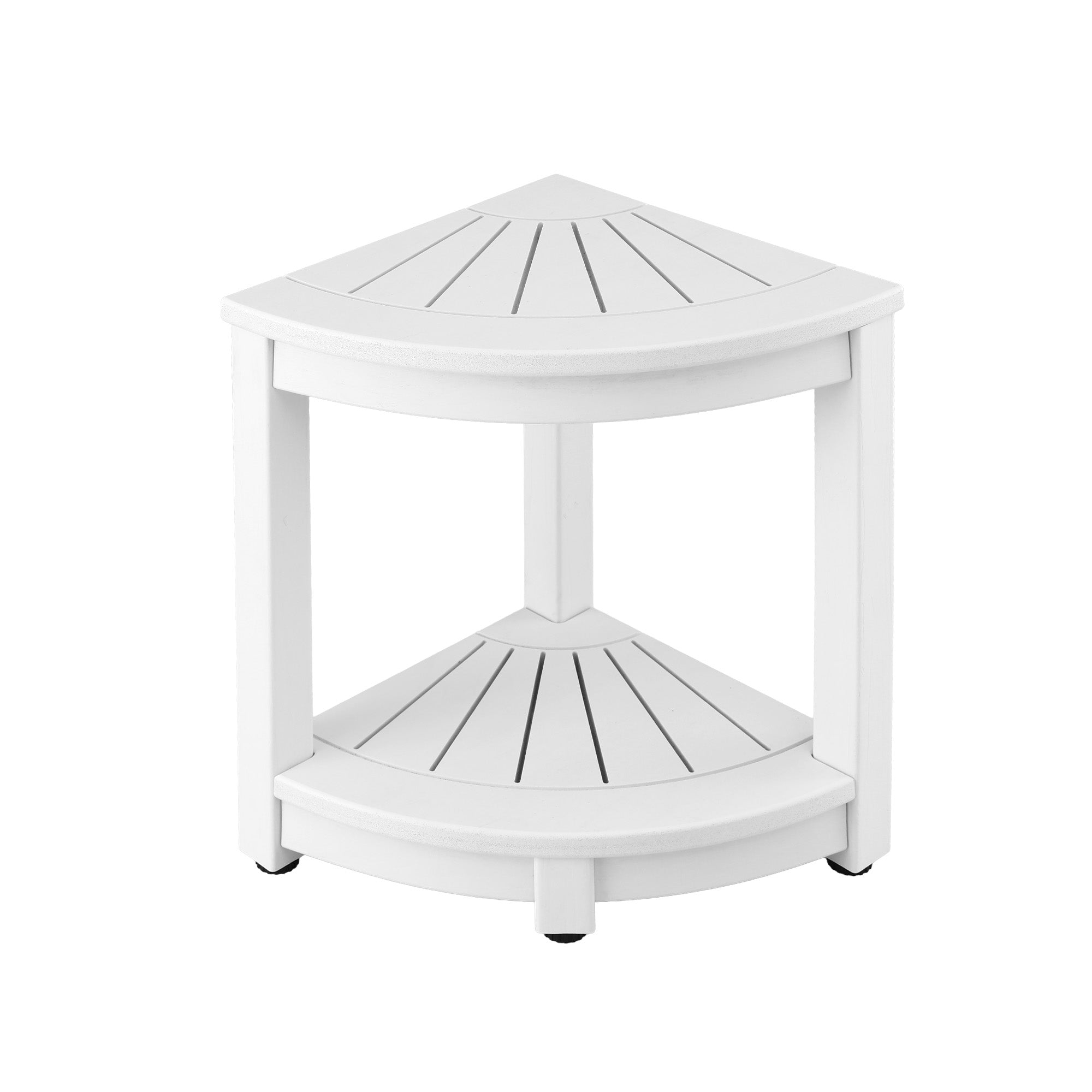Gardeon Outdoor Coffee Side Table HDPE Desk Corner Shower Stool Bench Seat with Storage Shelf White-Furniture > Living Room > Side Tables-PEROZ Accessories