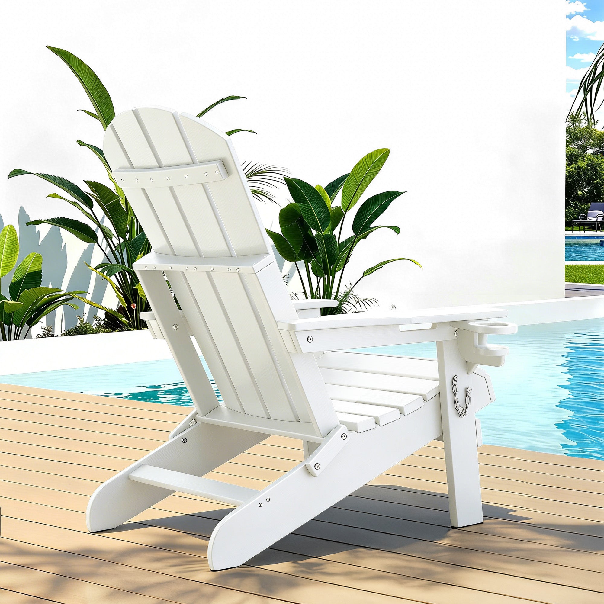 Gardeon Outdoor Chairs Folding Adirondack Beach Chair HDPE Sun Lounge Patio Furniture Garden White-Furniture > Outdoor > Outdoor Chairs-PEROZ Accessories