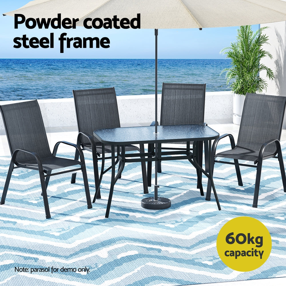 Gardeon 5PC Outdoor Dining Set Table and Chairs Patio Furniture Bistro Set Garden Black-Furniture > Outdoor > Outdoor Dining Sets-PEROZ Accessories