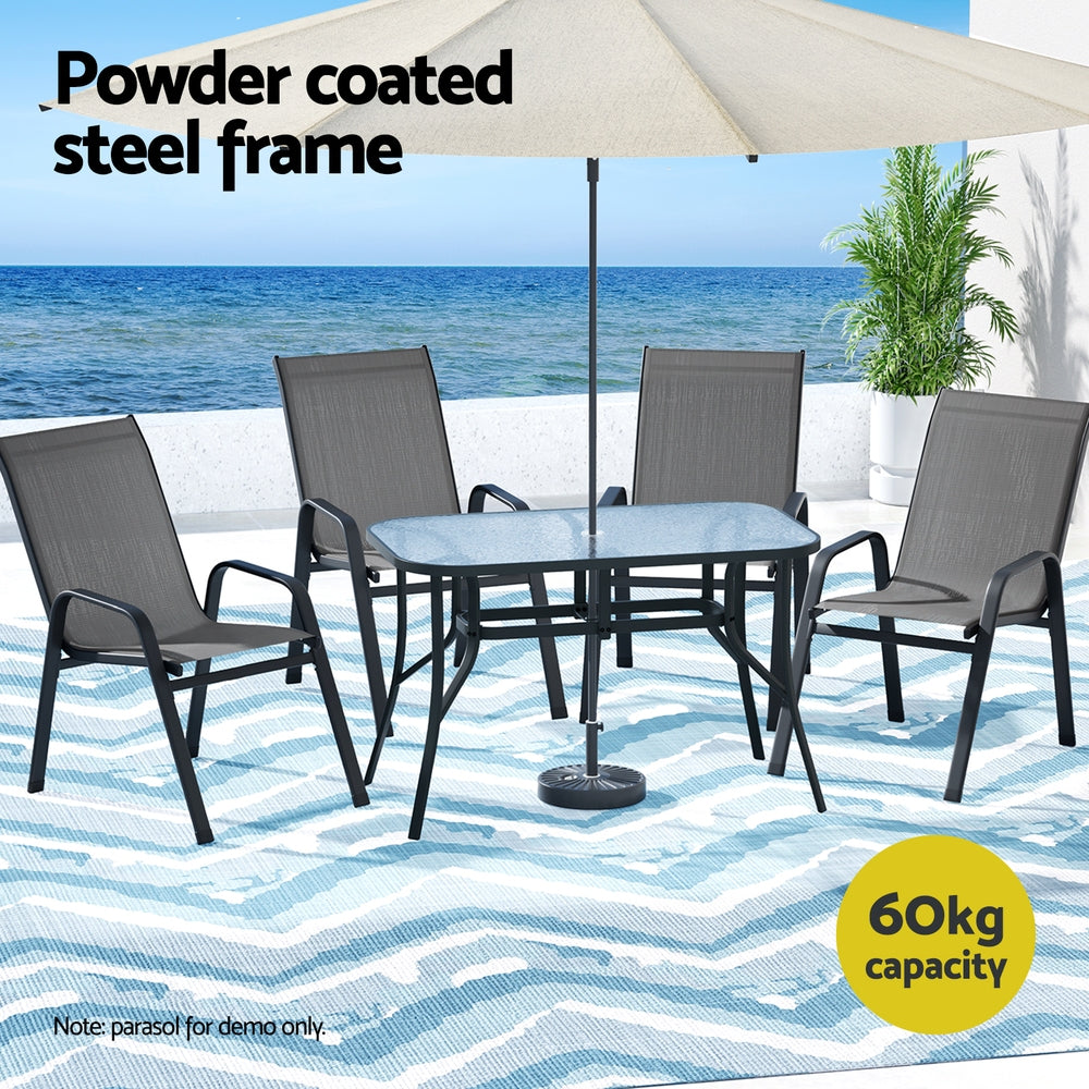 Gardeon 5PC Outdoor Dining Set Table and Chairs Patio Furniture Bistro Set Garden Grey-Furniture > Outdoor > Outdoor Dining Sets-PEROZ Accessories