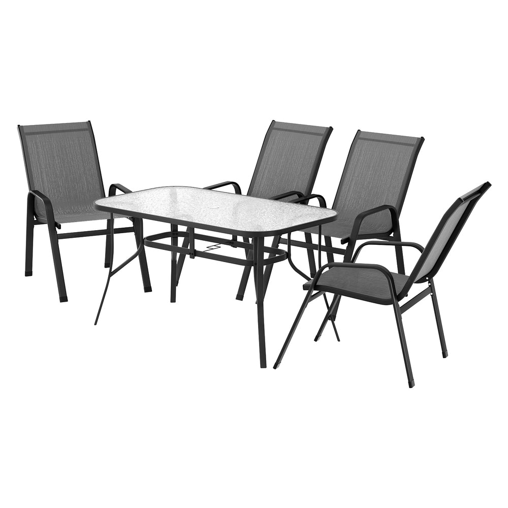 Gardeon 5PC Outdoor Dining Set Table and Chairs Patio Furniture Bistro Set Garden Grey-Furniture > Outdoor > Outdoor Dining Sets-PEROZ Accessories