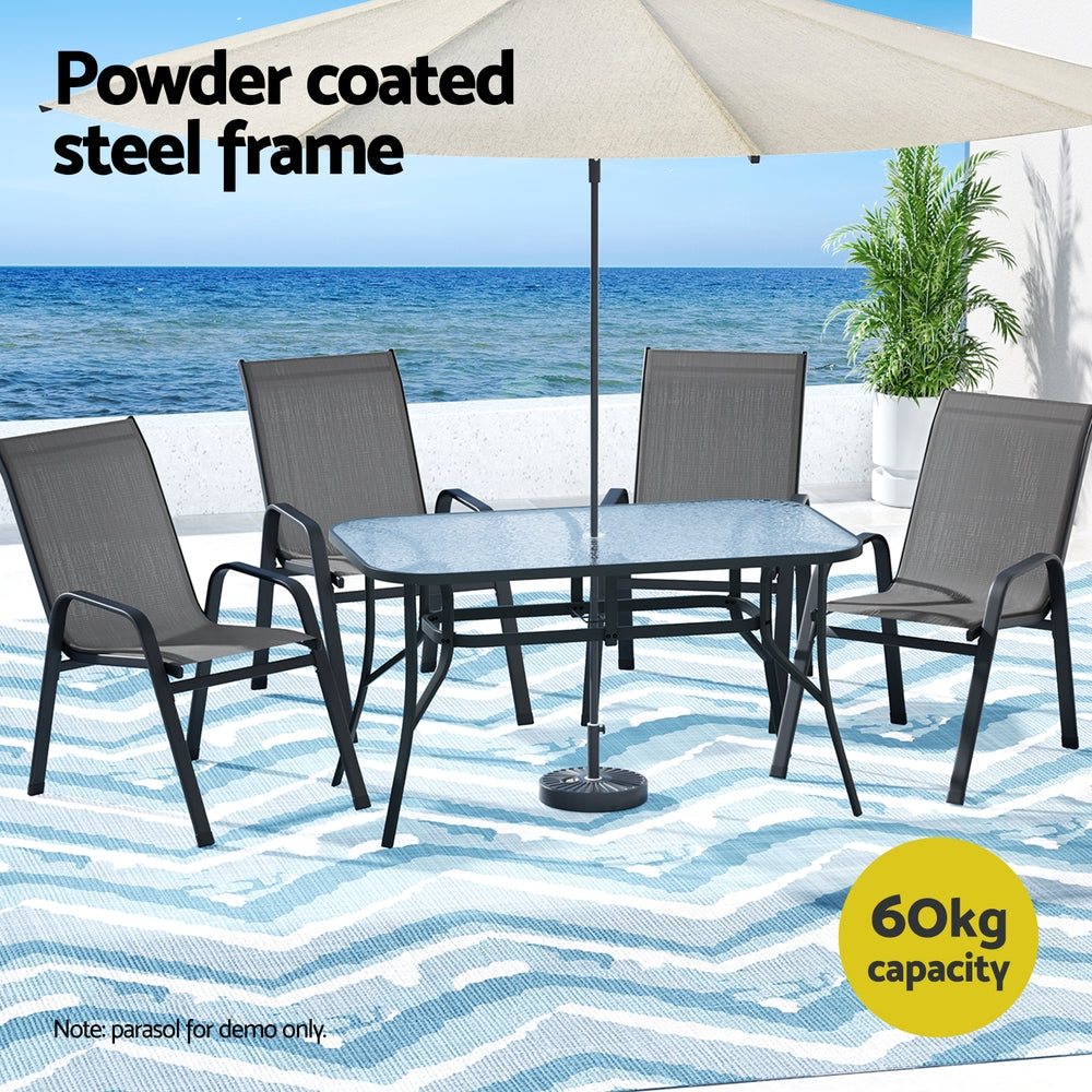 Gardeon 5PC Outdoor Dining Set Table and Chairs Patio Furniture Bistro Set Garden Grey-Furniture > Outdoor > Outdoor Dining Sets-PEROZ Accessories