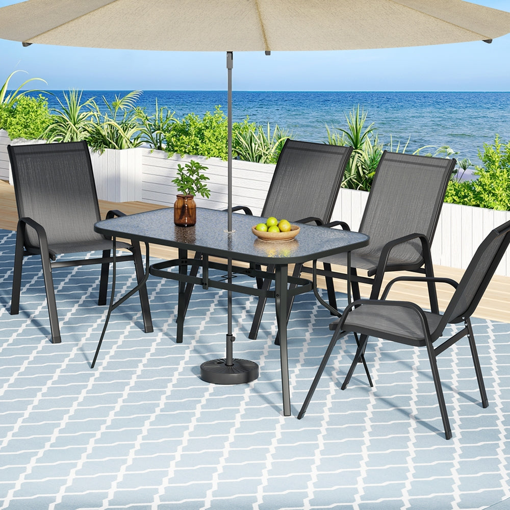 Gardeon 5PC Outdoor Dining Set Table and Chairs Patio Furniture Bistro Set Garden Grey-Furniture > Outdoor > Outdoor Dining Sets-PEROZ Accessories