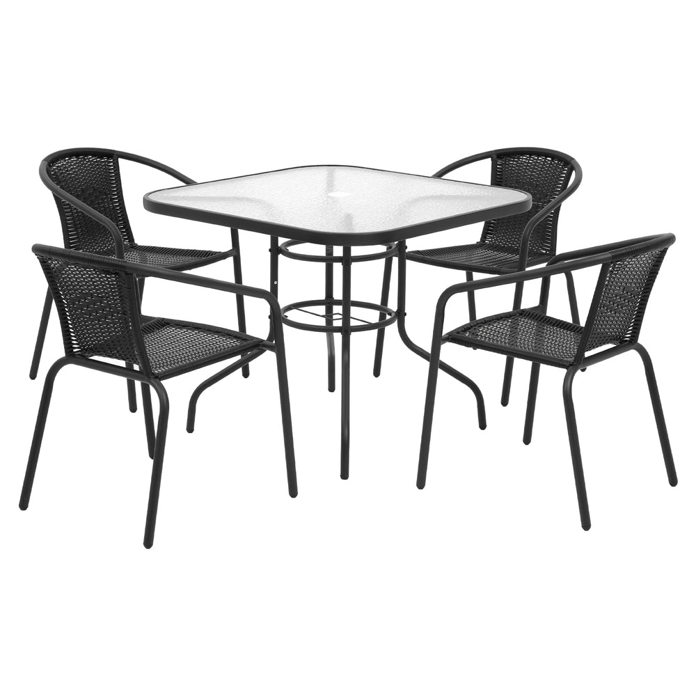 Gardeon Outdoor Dining Set 5 Piece Steel Stackable Chairs Table Patio Furniture-Furniture > Outdoor > Outdoor Dining Sets-PEROZ Accessories
