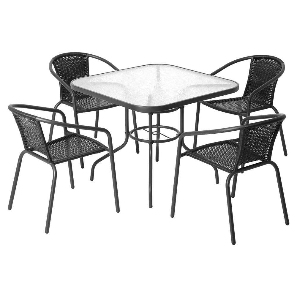 Gardeon Outdoor Dining Set 5 Piece Steel Stackable Chairs Table Patio Furniture-Furniture > Outdoor > Outdoor Dining Sets-PEROZ Accessories