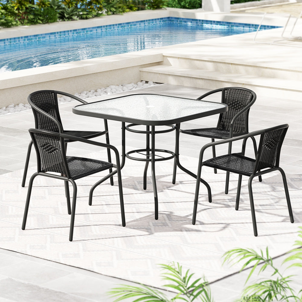 Gardeon Outdoor Dining Set 5 Piece Steel Stackable Chairs Table Patio Furniture-Furniture > Outdoor > Outdoor Dining Sets-PEROZ Accessories