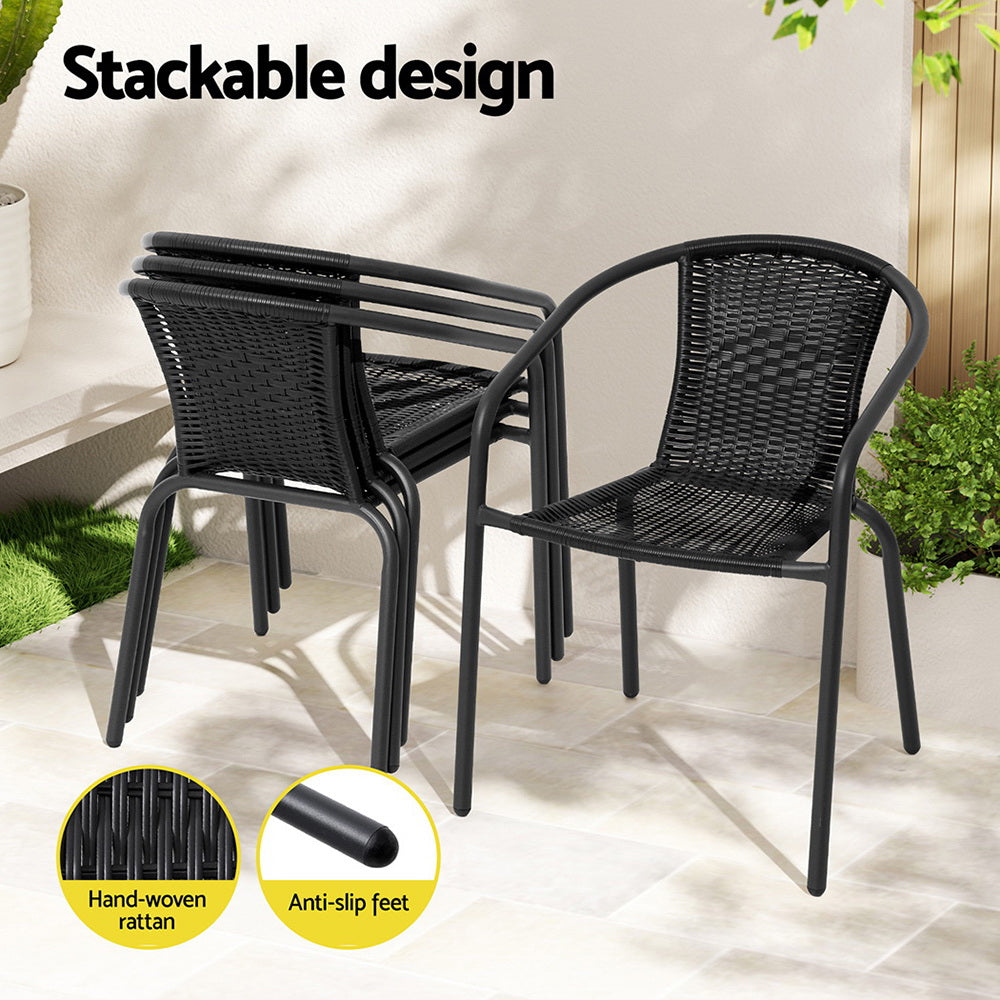 Gardeon Outdoor Dining Set 5 Piece Steel Stackable Chairs Table Patio Furniture-Furniture > Outdoor > Outdoor Dining Sets-PEROZ Accessories