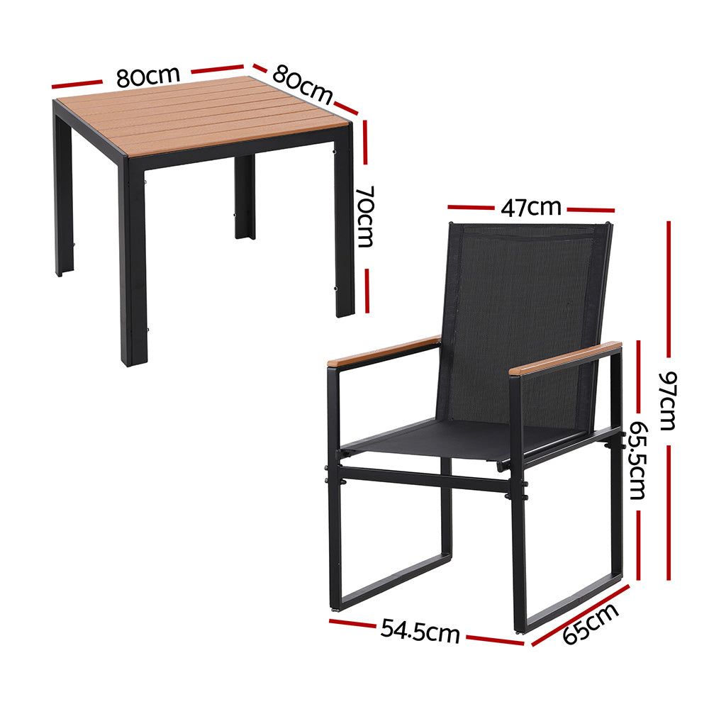Gardeon 5PCS Outdoor Dining Set Table and Chairs Patio Garden Furniture Bistro Set-Furniture > Dining > Dining Set-PEROZ Accessories