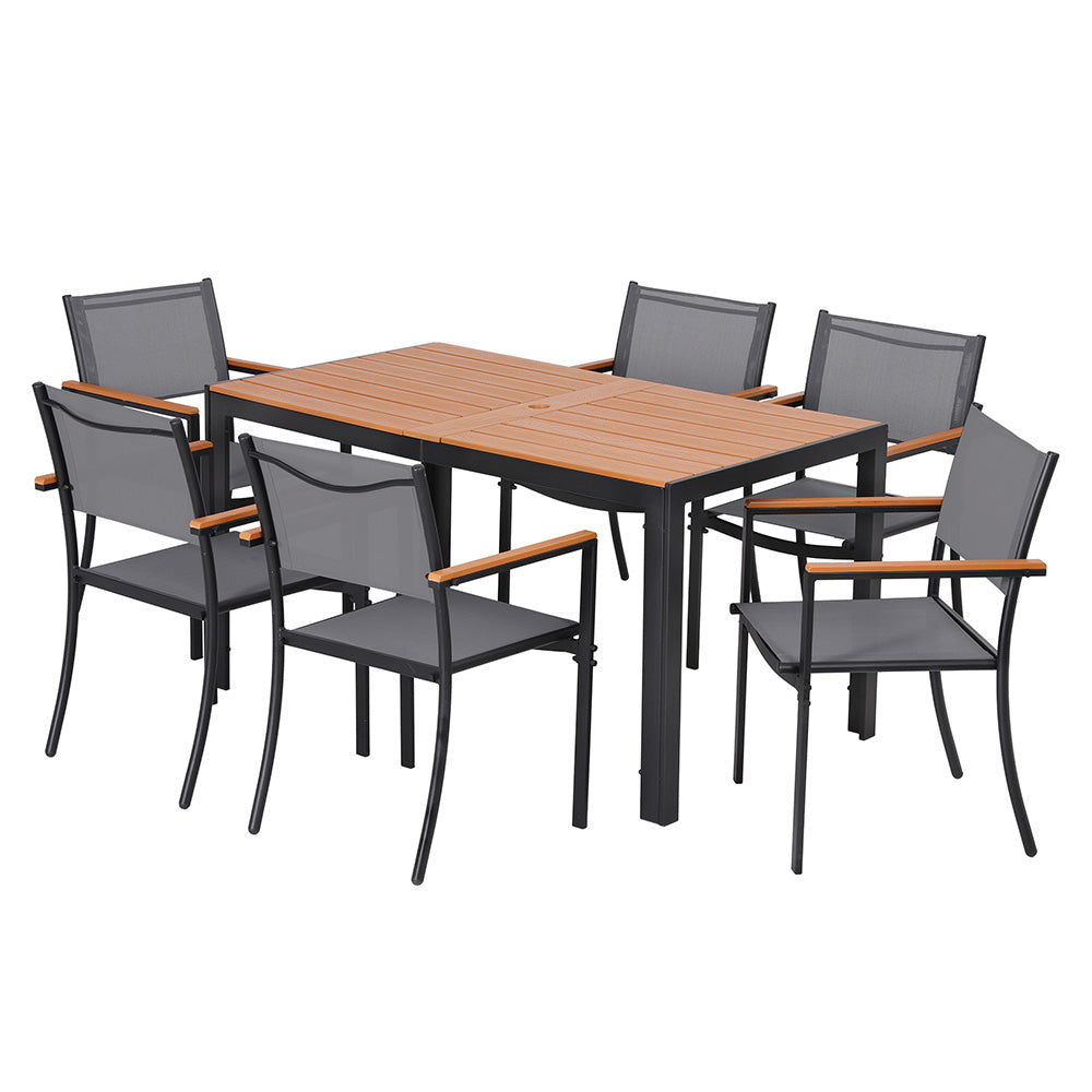 Gardeon 7PCS Outdoor Dining Set Table and Chairs Patio Garden Furniture Bistro Set-Furniture > Outdoor > Outdoor Dining Sets-PEROZ Accessories