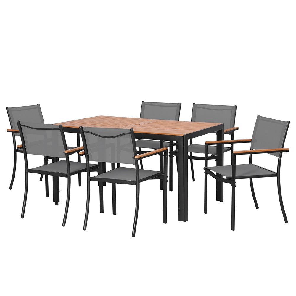 Gardeon 7PCS Outdoor Dining Set Table and Chairs Patio Garden Furniture Bistro Set-Furniture > Outdoor > Outdoor Dining Sets-PEROZ Accessories