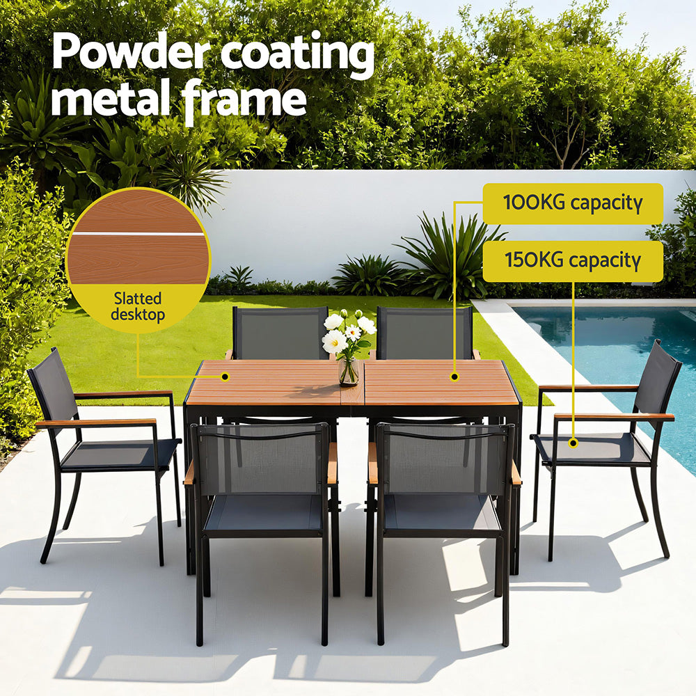 Gardeon 7PCS Outdoor Dining Set Table and Chairs Patio Garden Furniture Bistro Set-Furniture > Outdoor > Outdoor Dining Sets-PEROZ Accessories