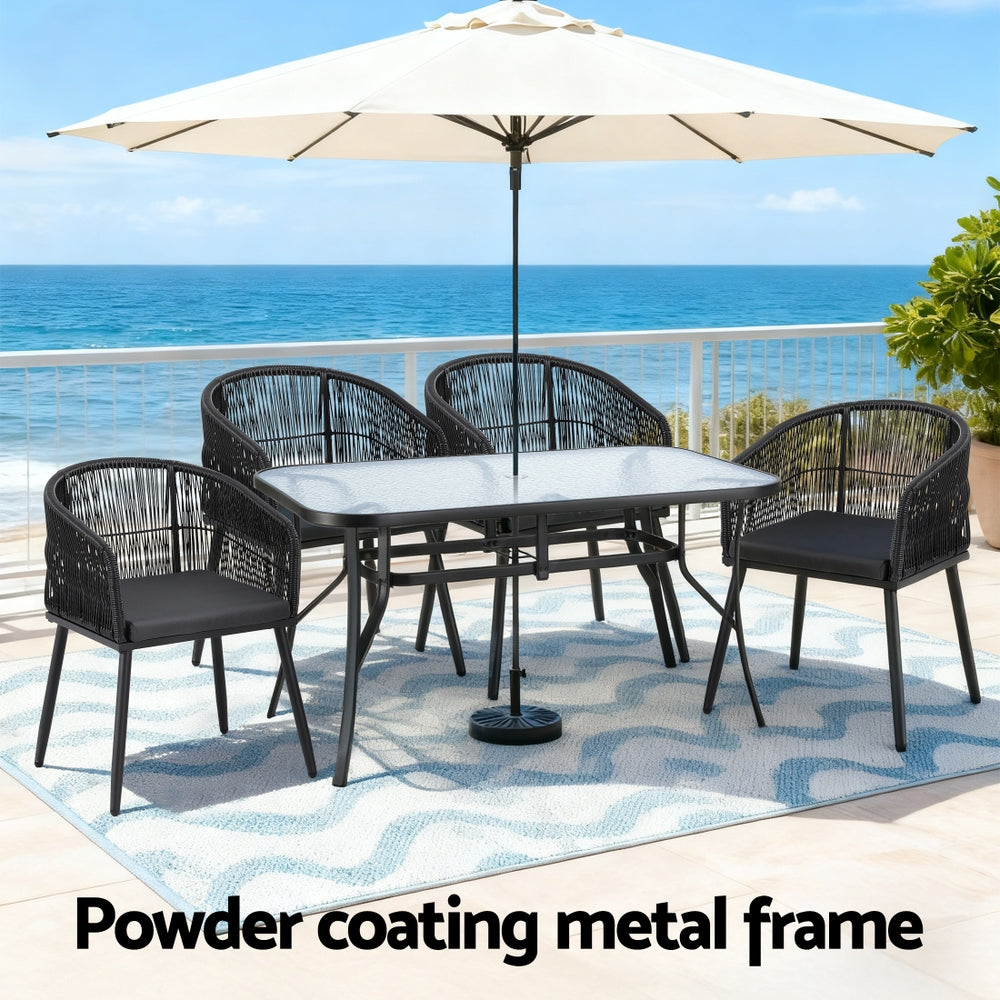 Gardeon 5PC Outdoor Dining Set Table and Chairs Garden Patio Furniture Bistro Set Black-Furniture > Outdoor > Outdoor Dining Sets-PEROZ Accessories
