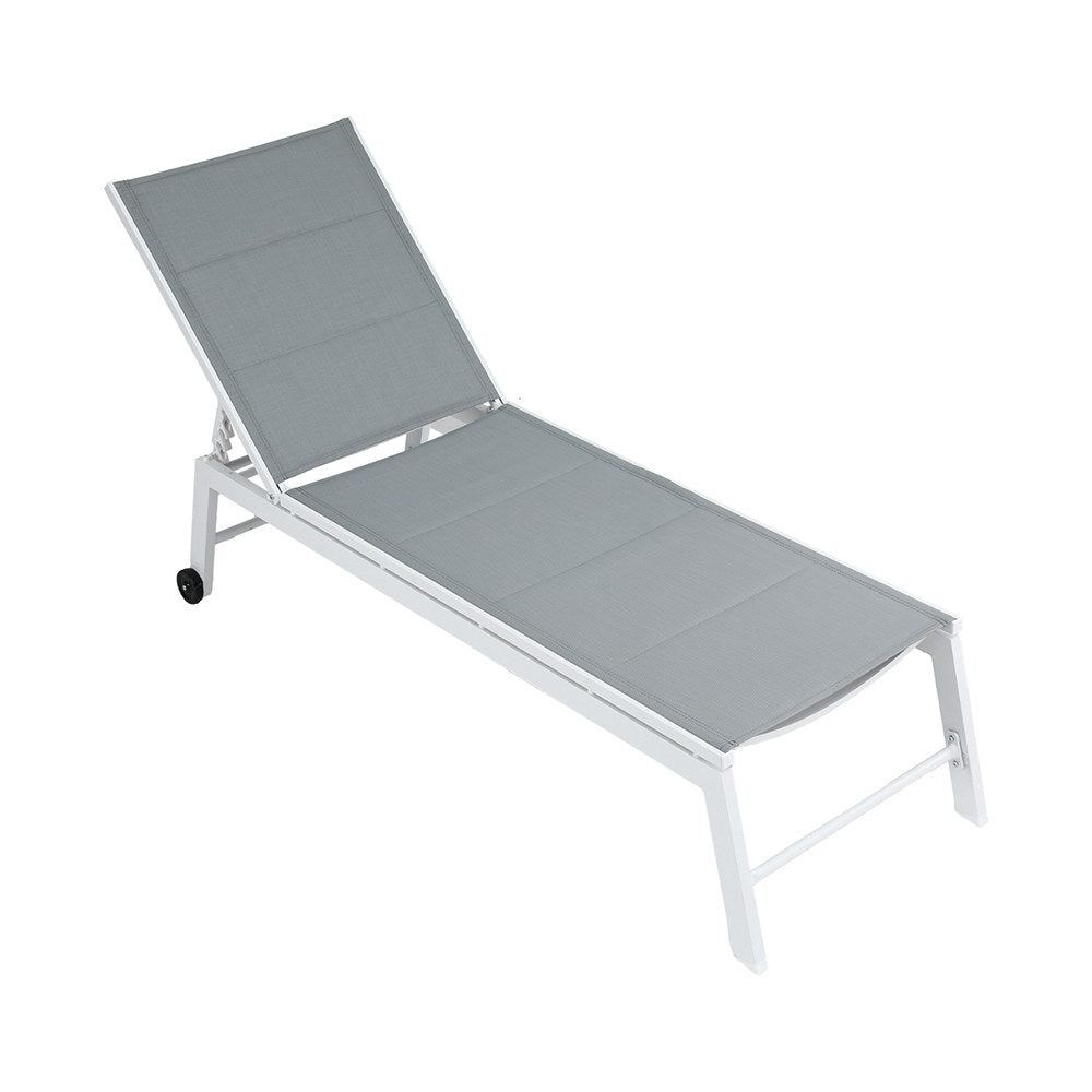 Gardeon Sun Lounger Chaise Lounge Wheels Patio Furniture Outdoor Setting White-Furniture > Outdoor > Outdoor Sofas & Lounge Sets-PEROZ Accessories