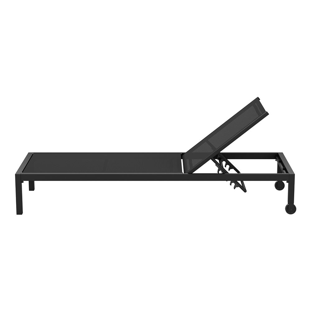 Gardeon Sun Lounge Outdoor Lounger Aluminium Folding Beach Chair Wheels Black-Furniture > Outdoor-PEROZ Accessories