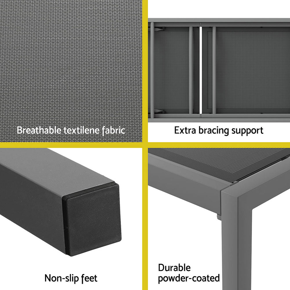 Gardeon Sun Lounge Outdoor Lounger Aluminium Folding Beach Chair Wheels Patio-Sun Lounges-PEROZ Accessories