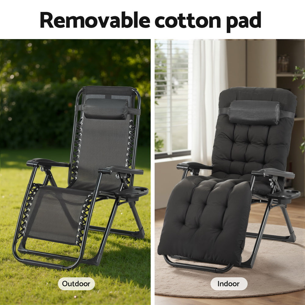 Gardeon Sun Lounge Lounger Folding Camping Zero Gravity Chair Outdoor Furniture-Furniture > Outdoor > Outdoor Sofas & Lounge Sets-PEROZ Accessories