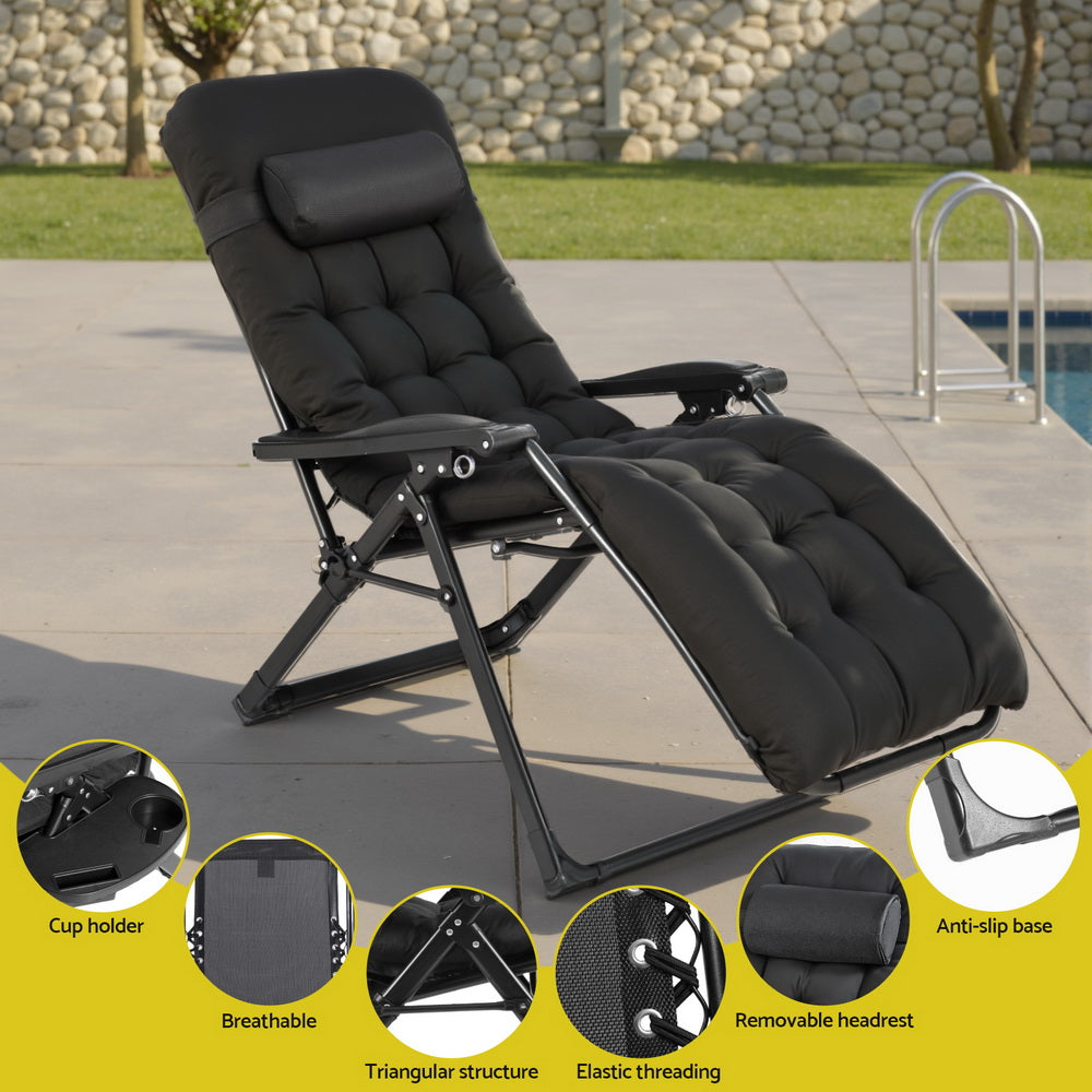 Gardeon Sun Lounge Lounger Folding Camping Zero Gravity Chair Outdoor Furniture-Furniture > Outdoor > Outdoor Sofas & Lounge Sets-PEROZ Accessories