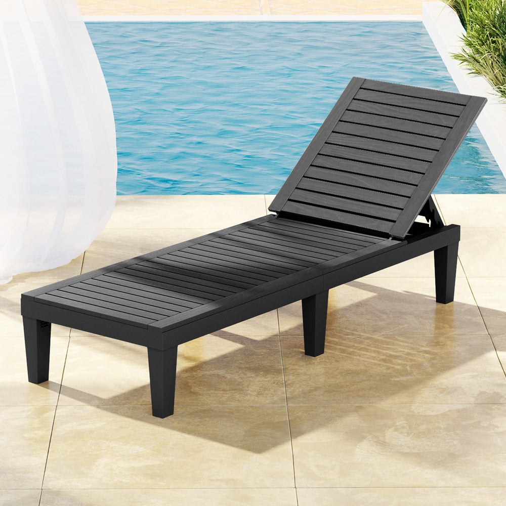 Gardeon Sun Lounge Adjustable Recliner Patio Outdoor Furniture Lightweight Black-Furniture > Outdoor > Outdoor Sofas & Lounge Sets-PEROZ Accessories